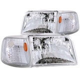 ANZO 111119 1993-1997 Ford Ranger Crystal Headlights Chrome w/ Corner Lights 2pc