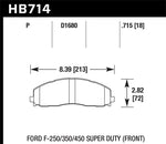 Hawk Performance HB714P.715 Hawk 2015 Ford F-250/350/450 Super Duty Front Brake Pads