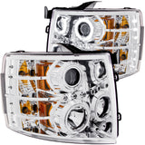 ANZO 111086 2007-2013 Chevrolet Silverado 1500 Projector Headlights w/ Halo Chrome