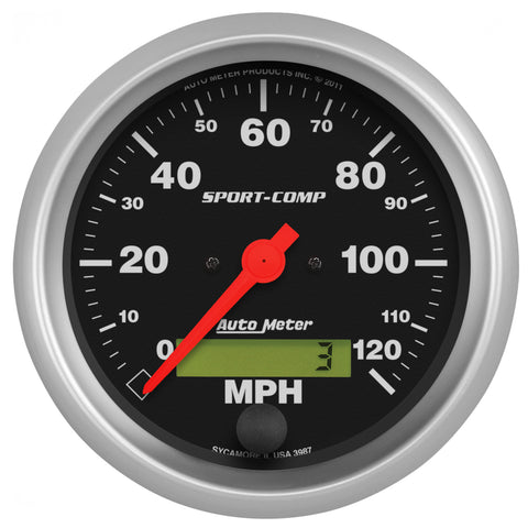 AutoMeter 3987 Sport-Comp 3-3/8 inch 120 MPH Electronic Speedometer Gauge