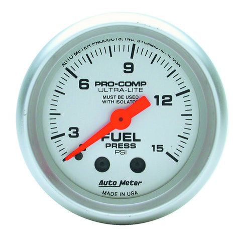 AutoMeter 4311 Ultra-Lite 52mm 0-15 PSI Mechanical Fuel Pressure Gauge