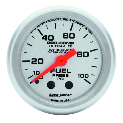 AutoMeter 4312 Ultra-Lite 52mm 0-100 PSI Mechanical Fuel Pressure Gauge