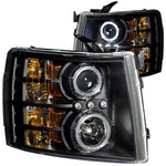 ANZO 111107 2007-2013 Chevrolet Silverado 1500 Projector Headlights w/ Halo Black