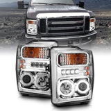 ANZO 111167 2008-2010 Ford F-250 Projector Headlights w/ Halo Chrome (CCFL)