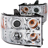 ANZO 111126 2007-2013 Gmc Sierra 1500 Projector Headlights w/ Halo Chrome