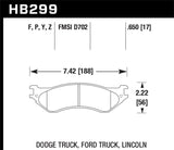 Hawk Performance HB299Y.650 HawkDodge B1500 VanDurango/1500 Pickup/1500 Van / Ford / Lincoln LTS Street Front & Rear Brake Pad
