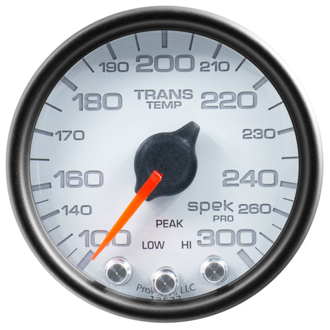 AutoMeter P34212 Spek-Pro Gauge Trans Temp 2 1/16in 300f Stepper Motor W/Peak & Warn Wht/Blk