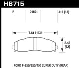 Hawk Performance HB715P.713 Hawk 2015 Ford F-250/350/450 Super Duty Rear Brake Pads