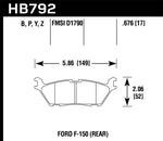 Hawk Performance HB792Z.676 Hawk 15 Ford F-150 Performance Ceramic Street Rear Brake Pads